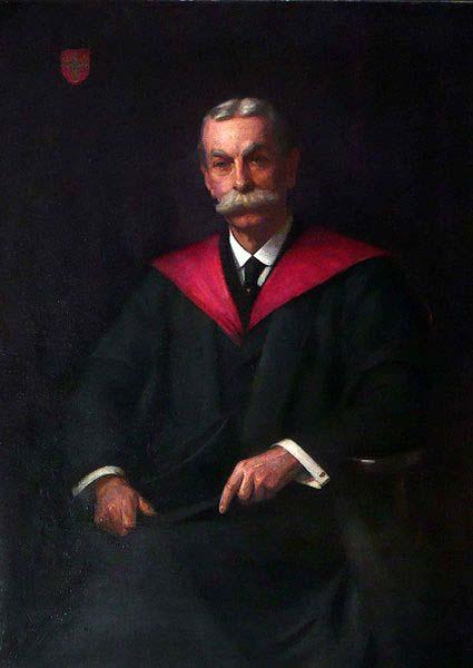 unknow artist A contemporary replica of a painting of Percy Shaw Jeffrey, headmaster and academic, presented to him on his retirement; it shows him sitting in his r oil painting picture
